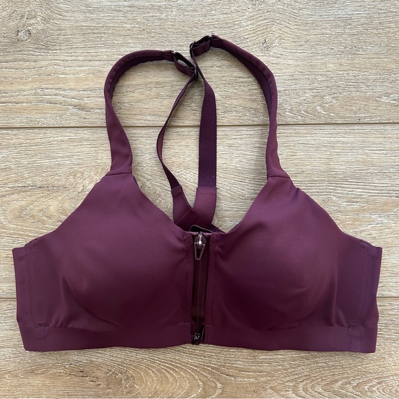 Knockout by Victoria’s Secret Zip Front Sports Bra Size 36B Max Support Wine - Picture 2 of 8